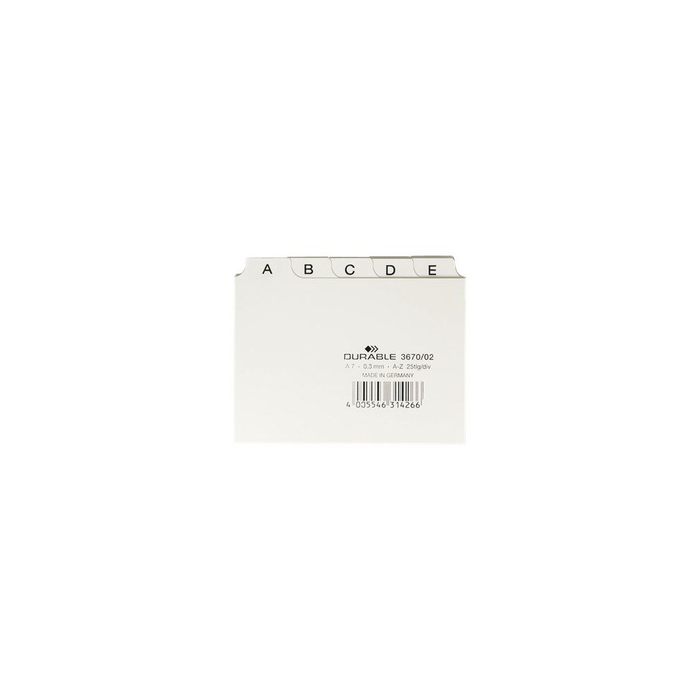 Durable DURABLE - avdelare - 25 (5 x 5) delar - för A7 - tabbad - vit