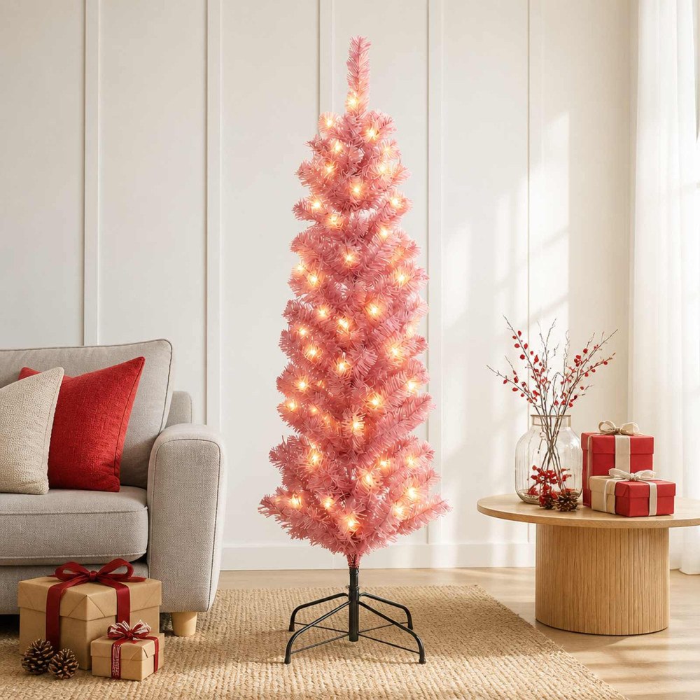 vidaXL Konstgjort smalt julträd 120 cm 150 LED-lampor Varmvit