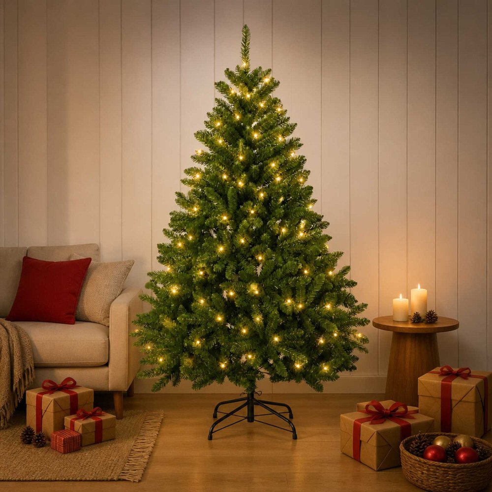 vidaXL Plast Hingad Julgran 120 cm 150 LED-lampor Varmvit