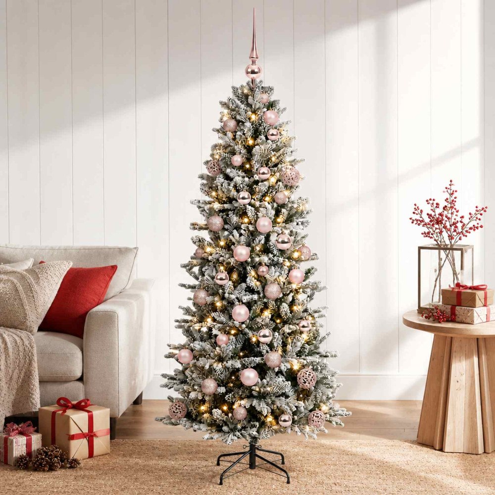 vidaXL Konstgjord julgran med julkulor 120 cm 150 LED-lampor Varmvit