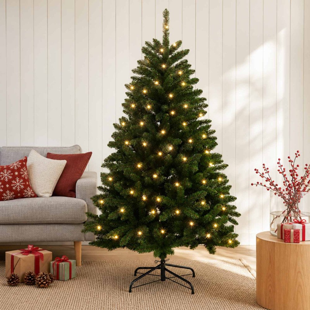 vidaXL Plast Hingad Julgran 180 cm 300 LED-lampor Varmvit