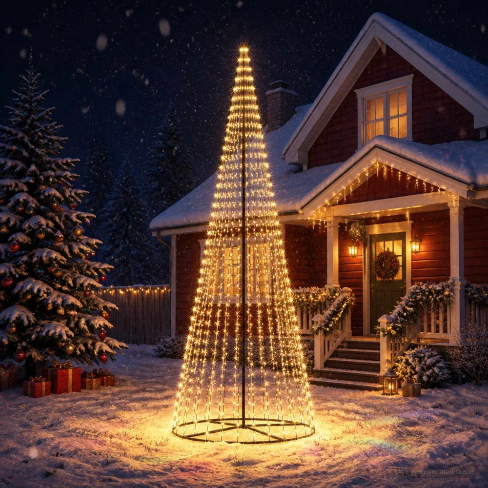 vidaXL LED Julgran EKENAS 385 cm 1148 LED-lampor Varmvit Järn Svart