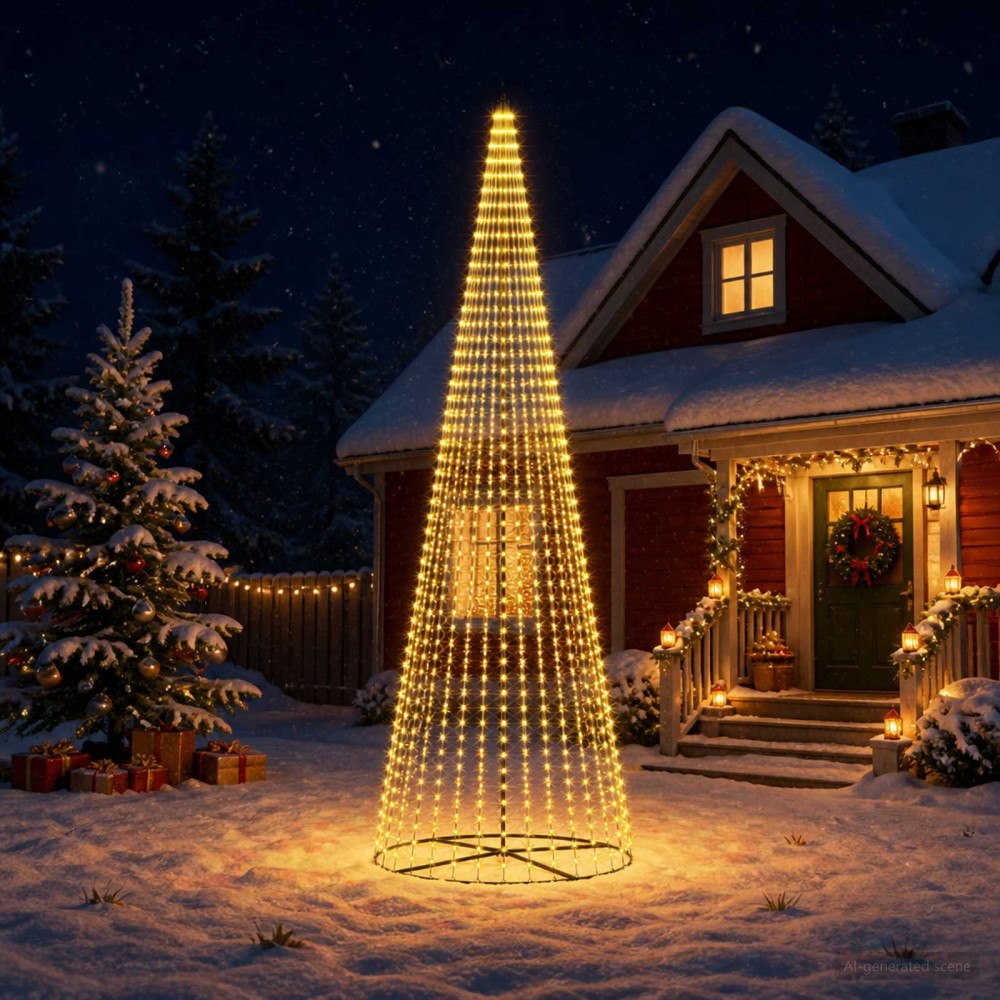 vidaXL LED Julgran EKENAS 485 cm 1632 LED-lampor Varmvit Järn Svart