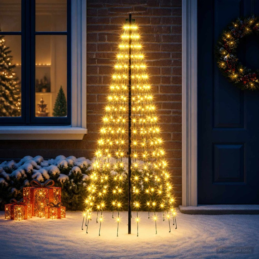vidaXL LED Julgran EKENAS 165 cm 270 LED-lampor Varmvit Järn Svart