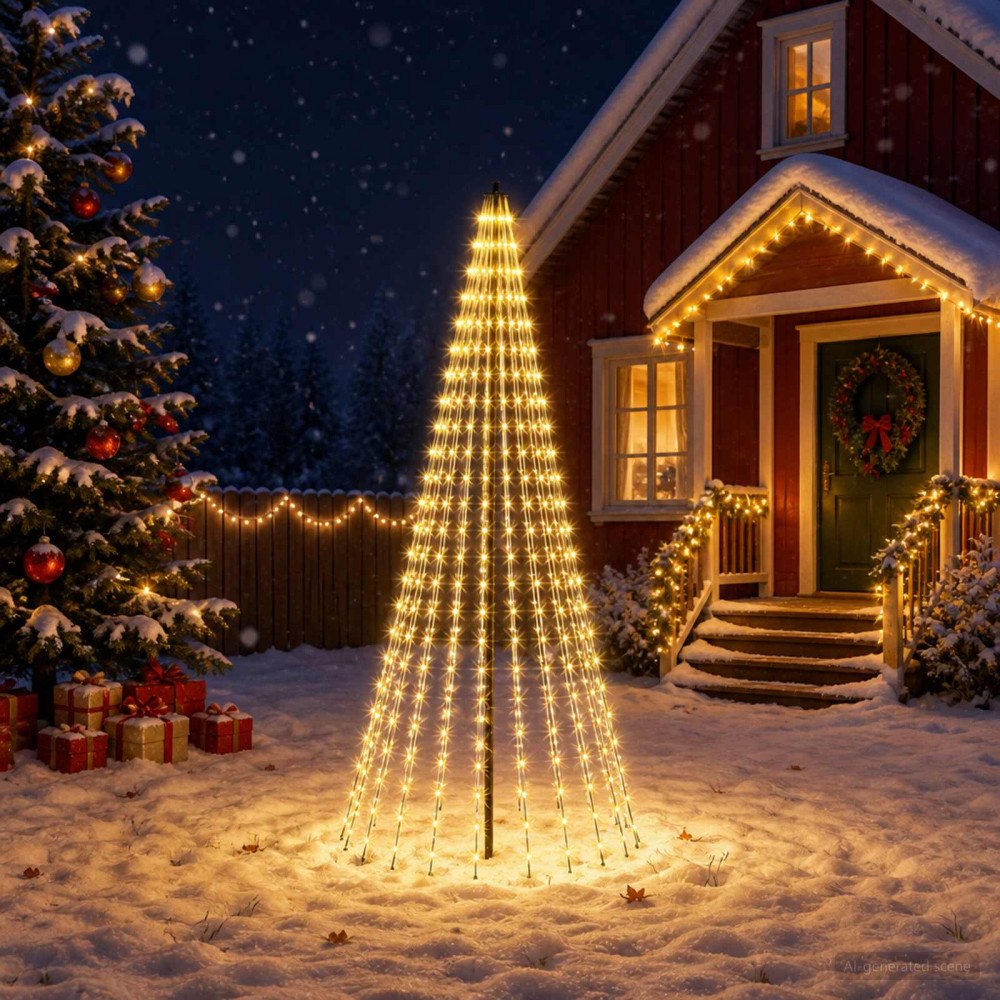 vidaXL LED Julgran EKENAS 235 cm 500 LED-lampor Varmvit Järn Svart