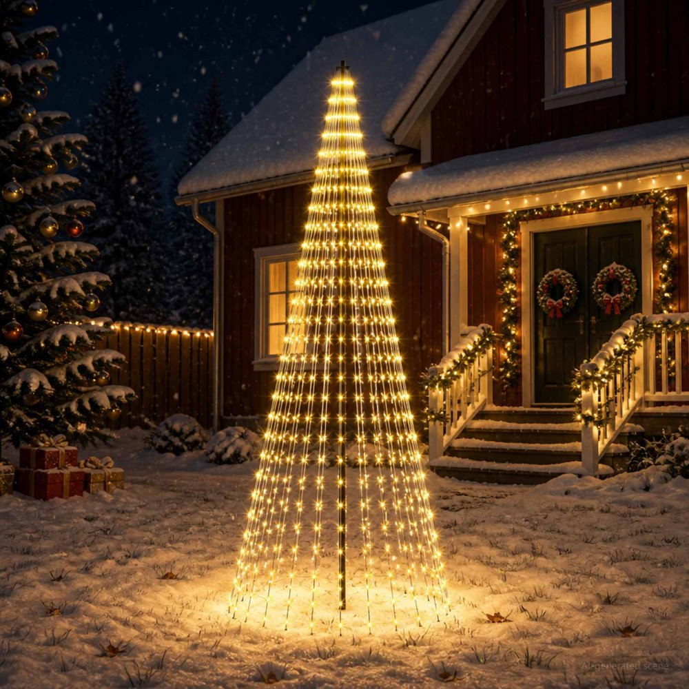 vidaXL LED Julgran EKENAS 285 cm 744 LED-lampor Varmvit Järn Svart