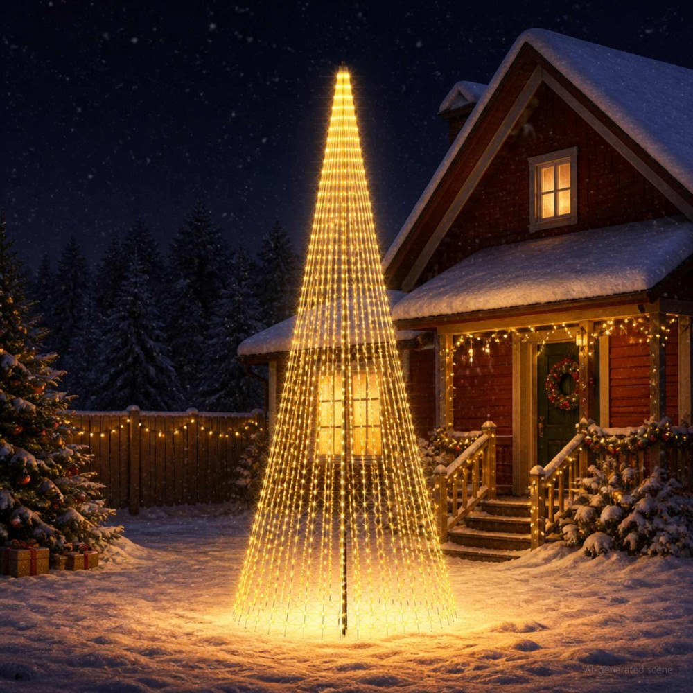 vidaXL LED Julgran EKENAS 485 cm 1632 LED-lampor Varmvit Järn Svart