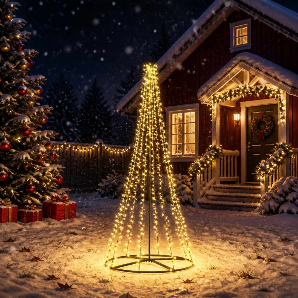 vidaXL LED Julgran EKENAS 235 cm 1000 LED-lampor Varmvit Stål Svart