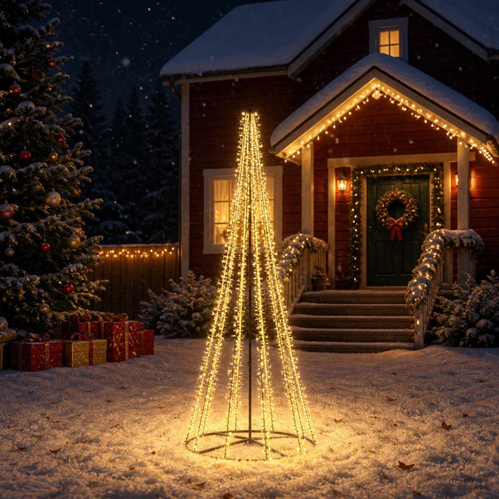 vidaXL LED Julgran EKENAS 285 cm 1550 LED-lampor Varmvit Stål Svart