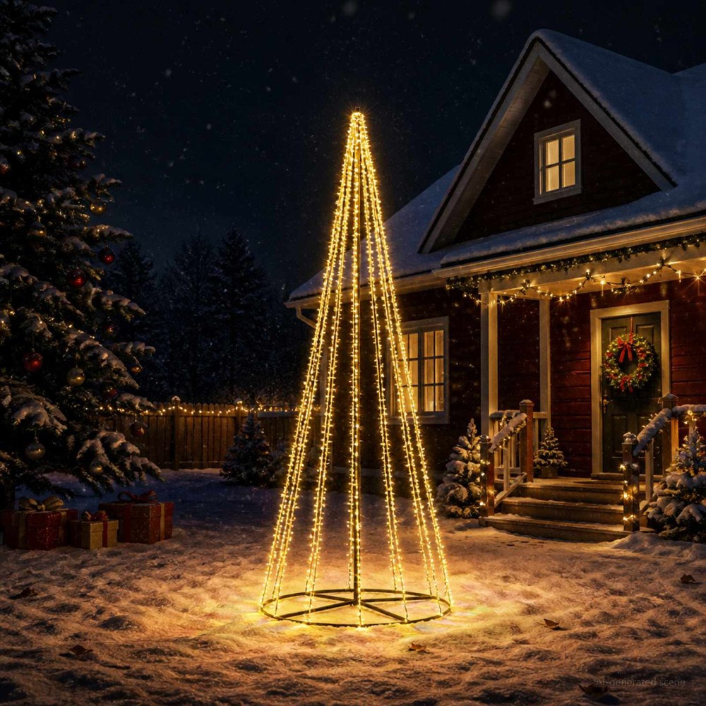 vidaXL LED Julgran EKENAS 385 cm 2460 LED-lampor Varmvit Stål Svart