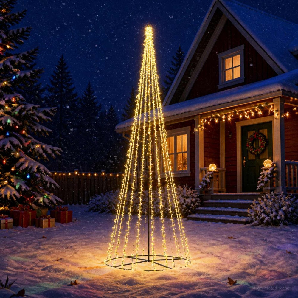 vidaXL LED Julgran EKENAS 485 cm 3000 LED-lampor Varmvit Stål Svart