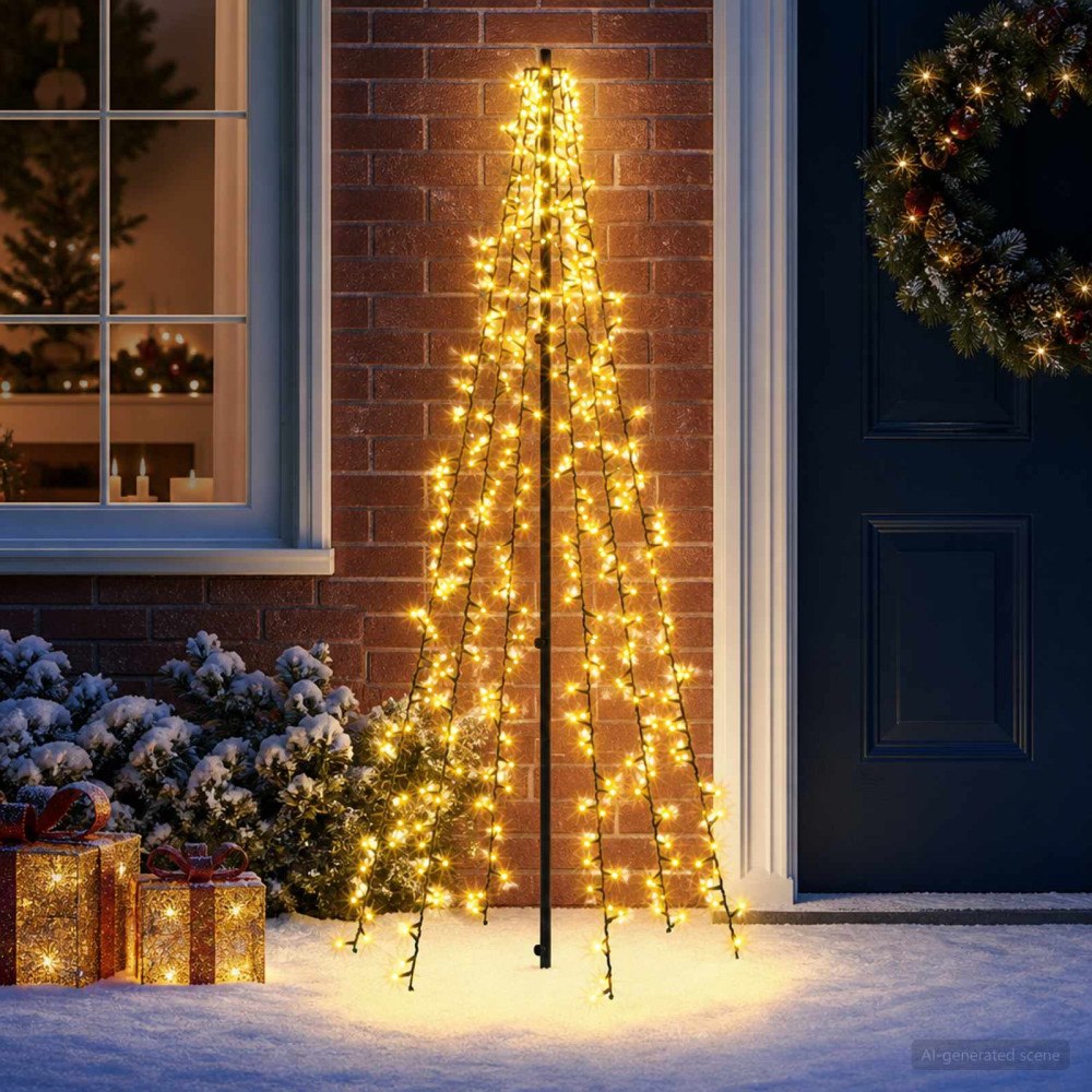 vidaXL LED Julgran EKENAS 165 cm 540 LED-lampor Varmvit Stål Svart