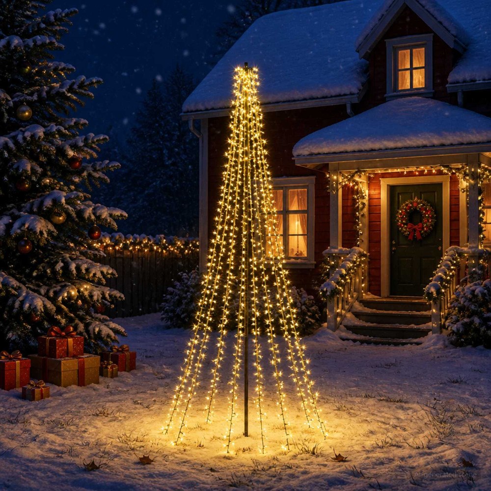 vidaXL LED Julgran EKENAS 235 cm 1000 LED-lampor Varmvit Stål Svart
