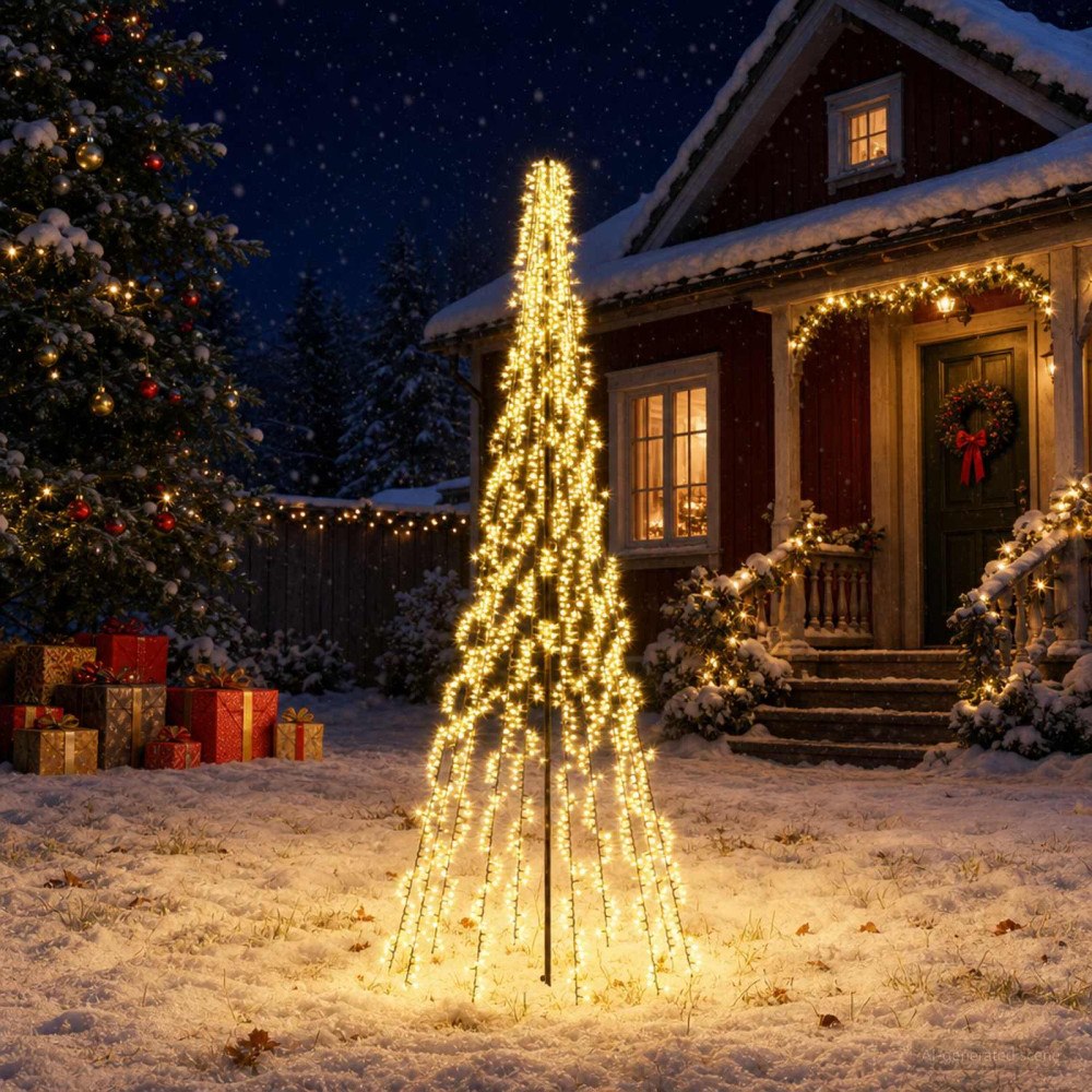 vidaXL LED Julgran EKENAS 285 cm 1550 LED-lampor Varmvit Stål Svart