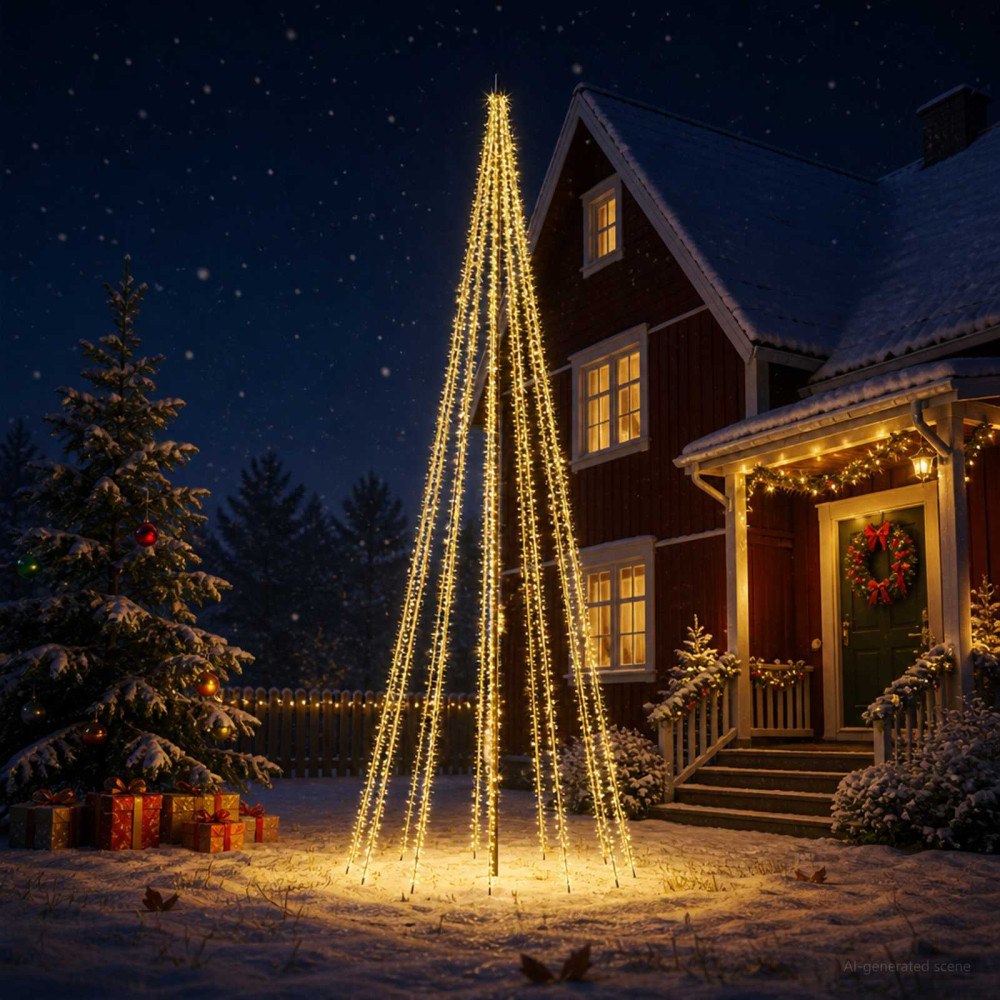 vidaXL LED Julgran EKENAS 385 cm 2460 LED-lampor Varmvit Stål Svart