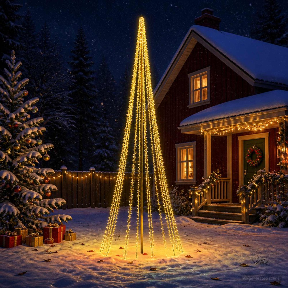 vidaXL LED Julgran EKENAS 485 cm 3000 LED-lampor Varmvit Stål Svart