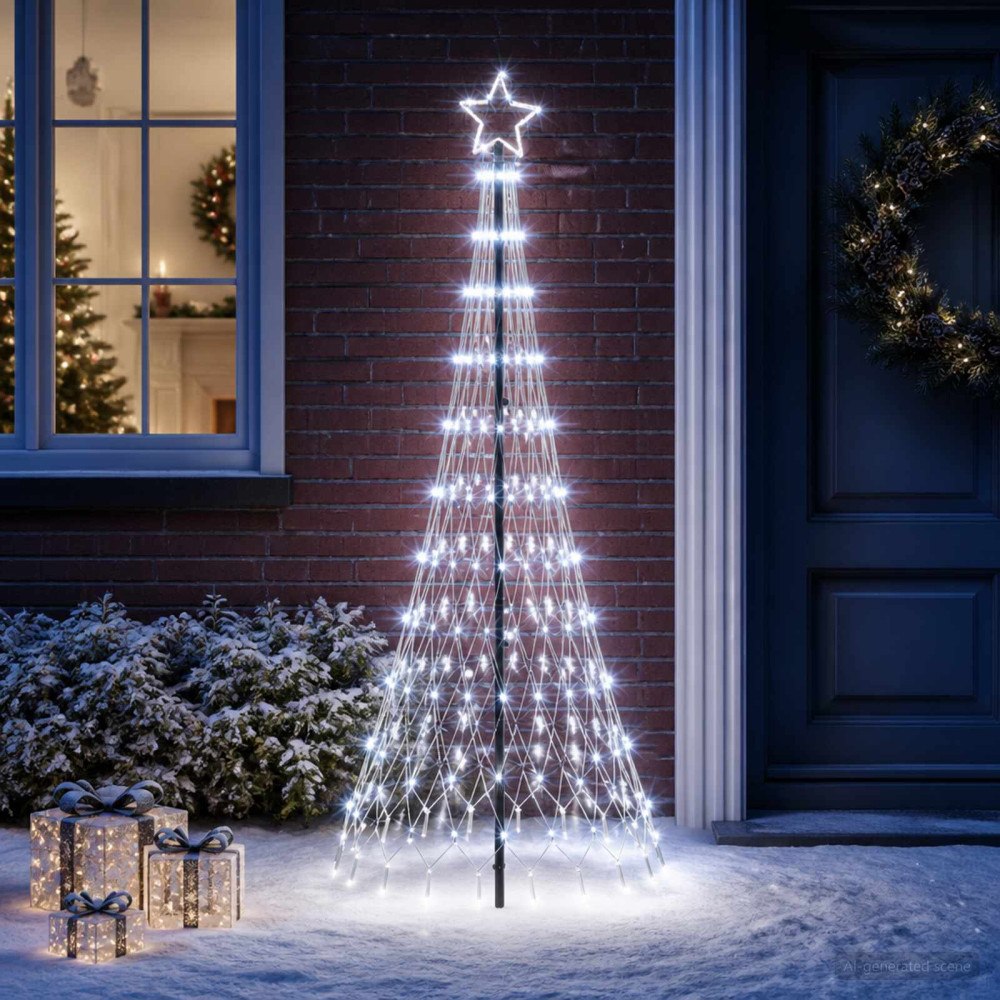 vidaXL LED Julgran EKENAS 180 cm 230 LED-lampor Kallvit Järn Svart
