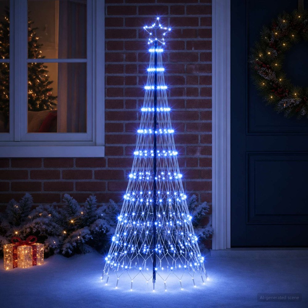 vidaXL LED Julgran EKENAS 180 cm 230 LED-lampor Blå Järn Svart