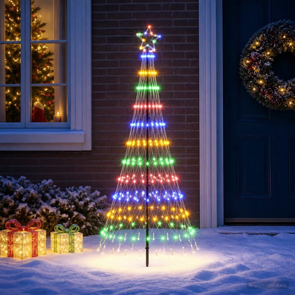 vidaXL LED Julgran EKENAS 180 cm 230 LED-lampor Mångfärgad Järn Svart