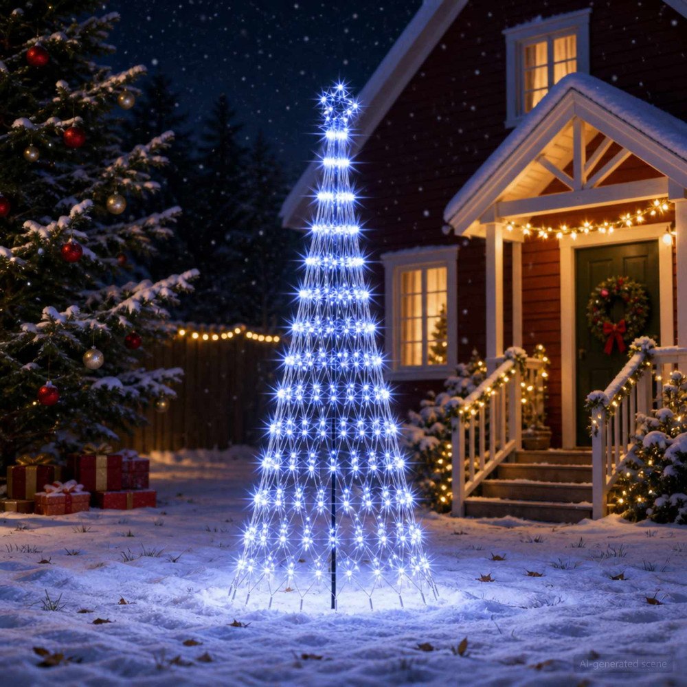 vidaXL LED Julgran EKENAS 250 cm 290 LED-lampor Blå Järn Svart