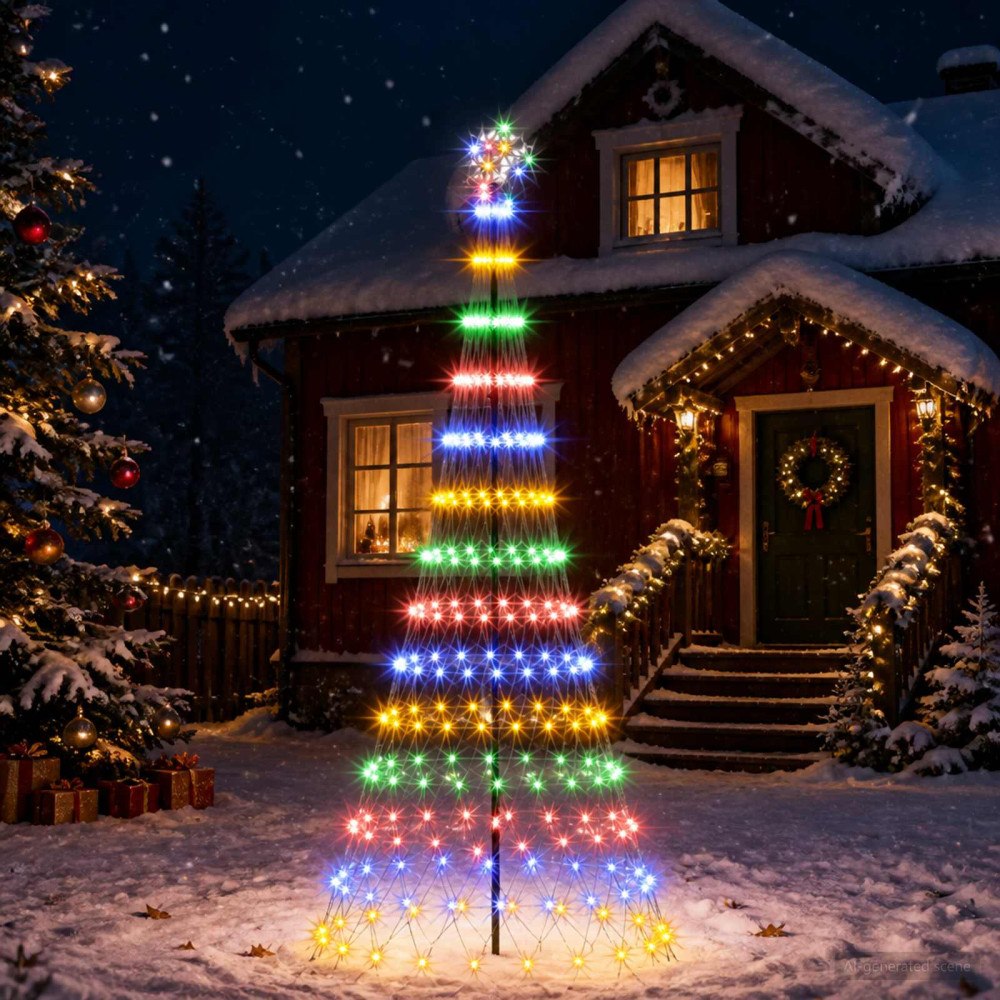 vidaXL LED Julgran EKENAS 250 cm 290 LED-lampor Mångfärgad Järn Svart