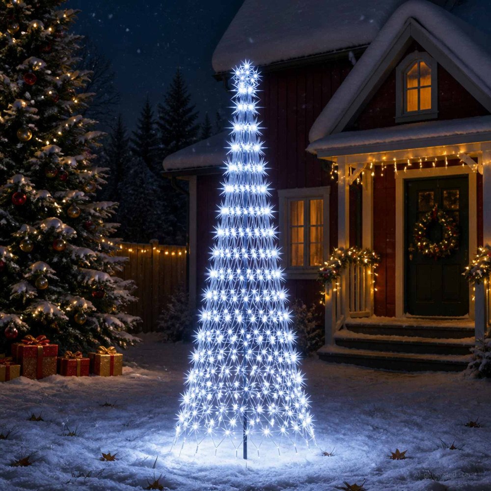 vidaXL LED Julgran EKENAS 300 cm 350 LED-lampor Kallvit Järn Svart