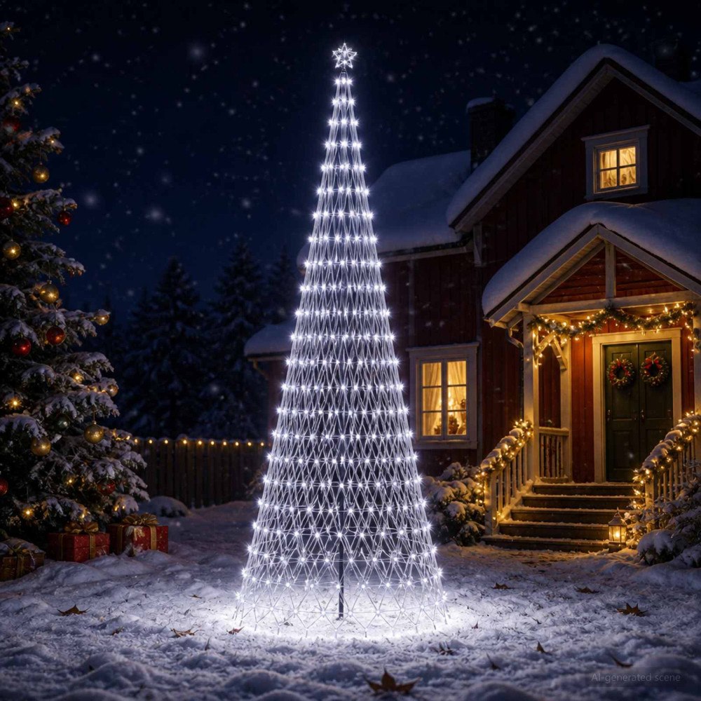 vidaXL LED Julgran EKENAS 400 cm 450 LED-lampor Kallvit Järn Svart