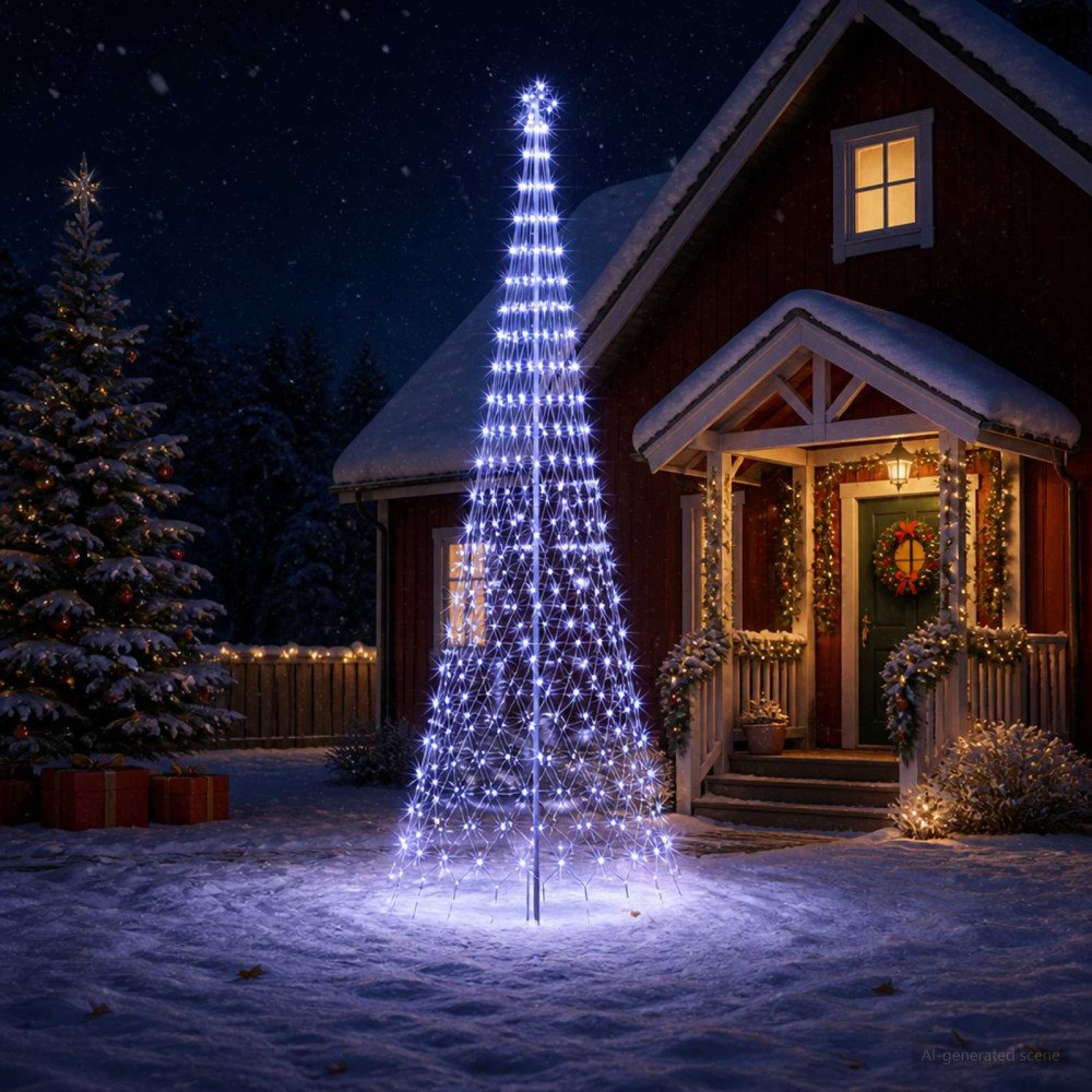 vidaXL LED Julgran EKENAS 400 cm 450 LED-lampor Blå Järn Svart