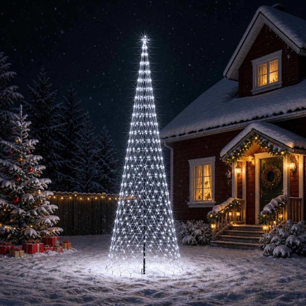vidaXL LED Julgran EKENAS 500 cm 550 LED-lampor Kallvit Järn Svart