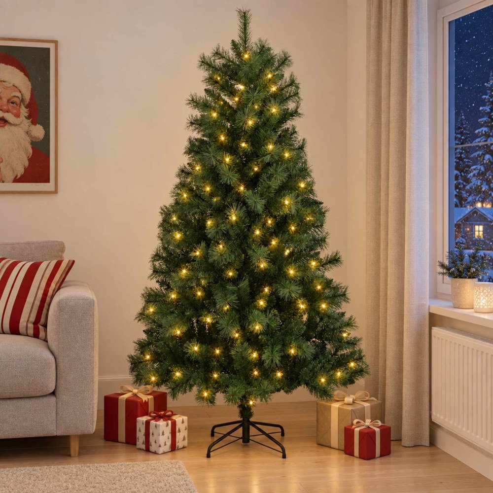 vidaXL Plast Hingad Julgran 210 cm 300 LED-lampor Varmvit