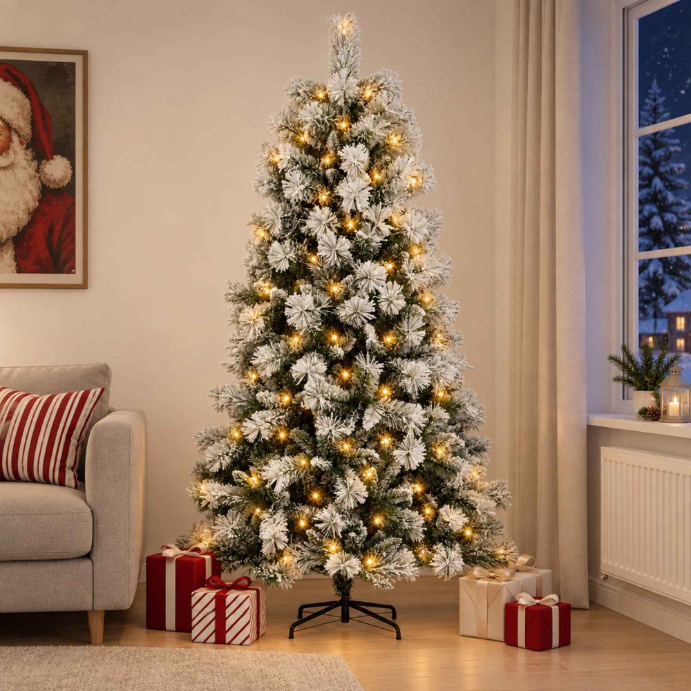 vidaXL Plast Hingad Julgran 180 cm 300 LED-lampor Varmvit