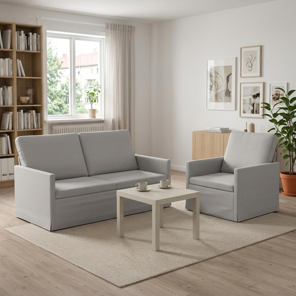 vidaXL Soffset 2 st 3-sits Moln Grå 150 x 81 x 82 cm Tyg