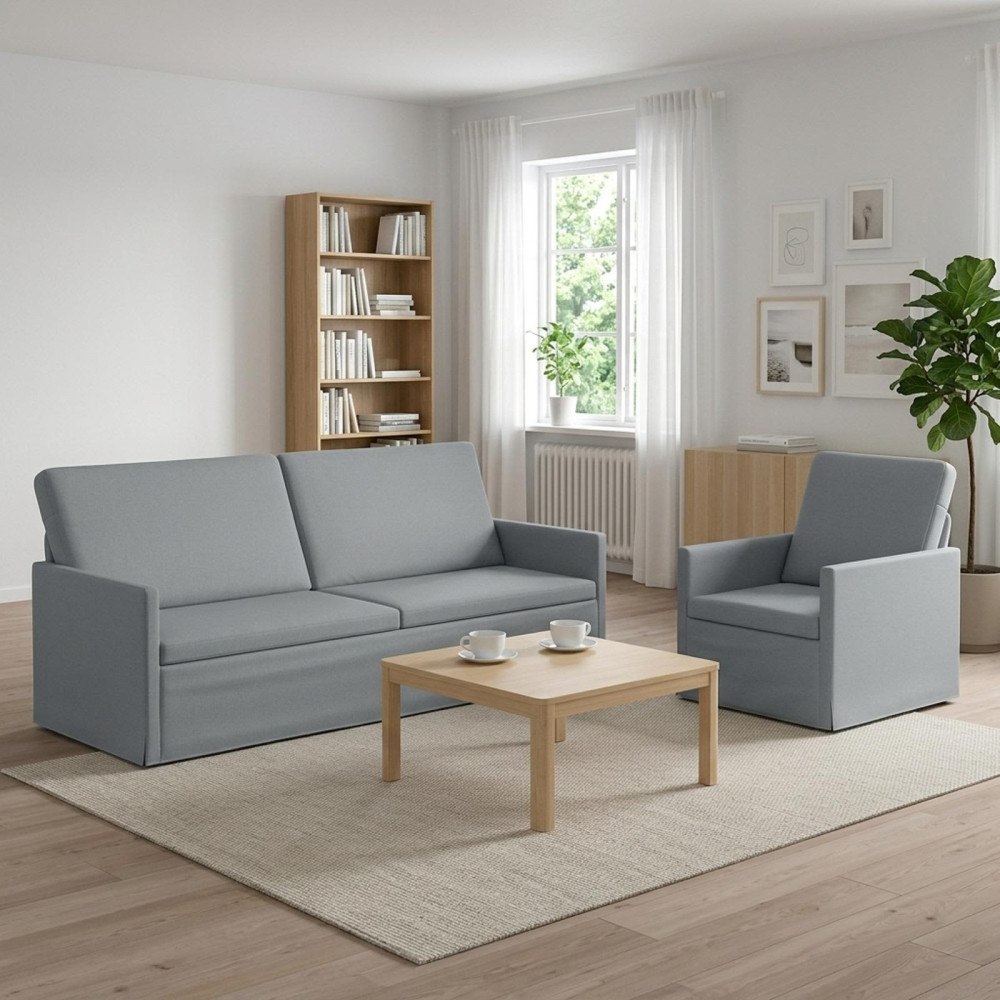 vidaXL Soffset 2 st Ljusgrå Tyg