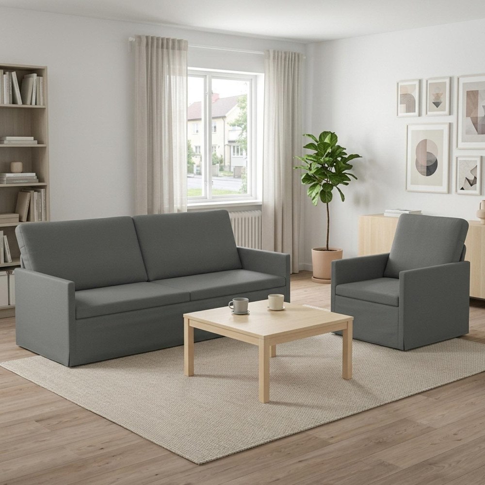 vidaXL Soffset 2 st 4-sits Mörkgrå 190 x 81 x 82 cm Tyg