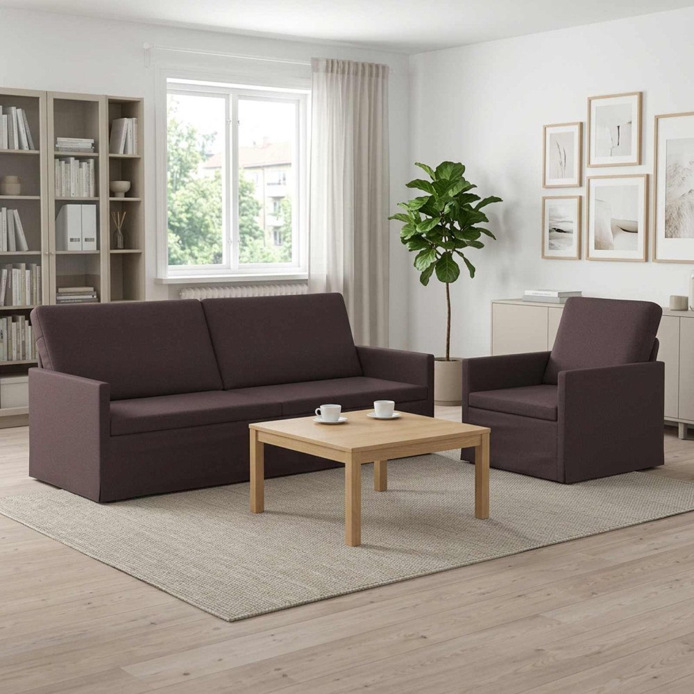 vidaXL Soffset 2 st 4-sits Mörkbrun 190 x 81 x 82 cm Tyg