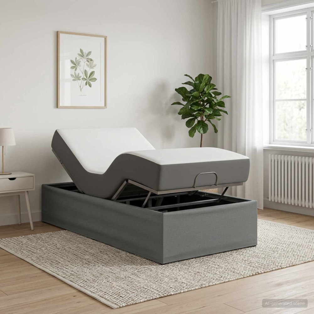 vidaXL Elektrisk Justerbar Säng Ram Mörkgrå 200 x 90 x 33,5 cm Stål