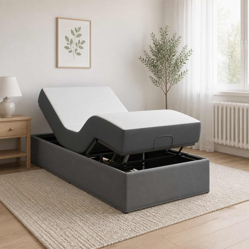 vidaXL Elektrisk Justerbar Säng Ram Mörkgrå 200 x 90 x 33,5 cm Stål
