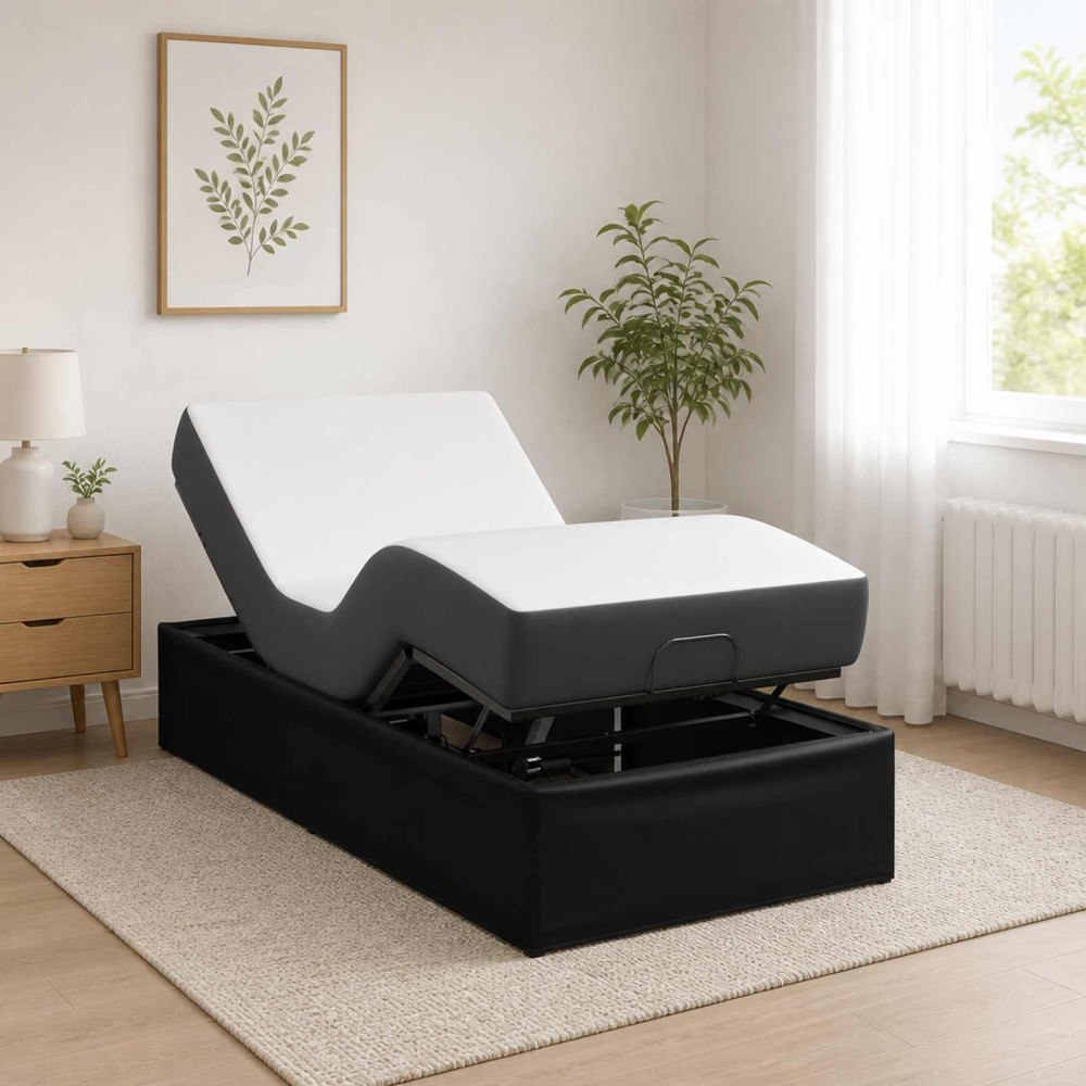 vidaXL Elektrisk Justerbar Säng Ram Svart 200 x 100 x 33,5 cm Stål