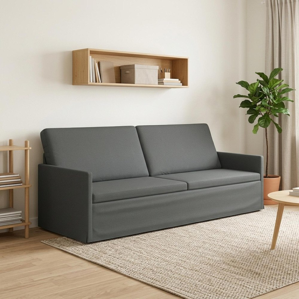 vidaXL 3-sitssoffa Mörkgrå 220 x 81 x 82 cm Tyg