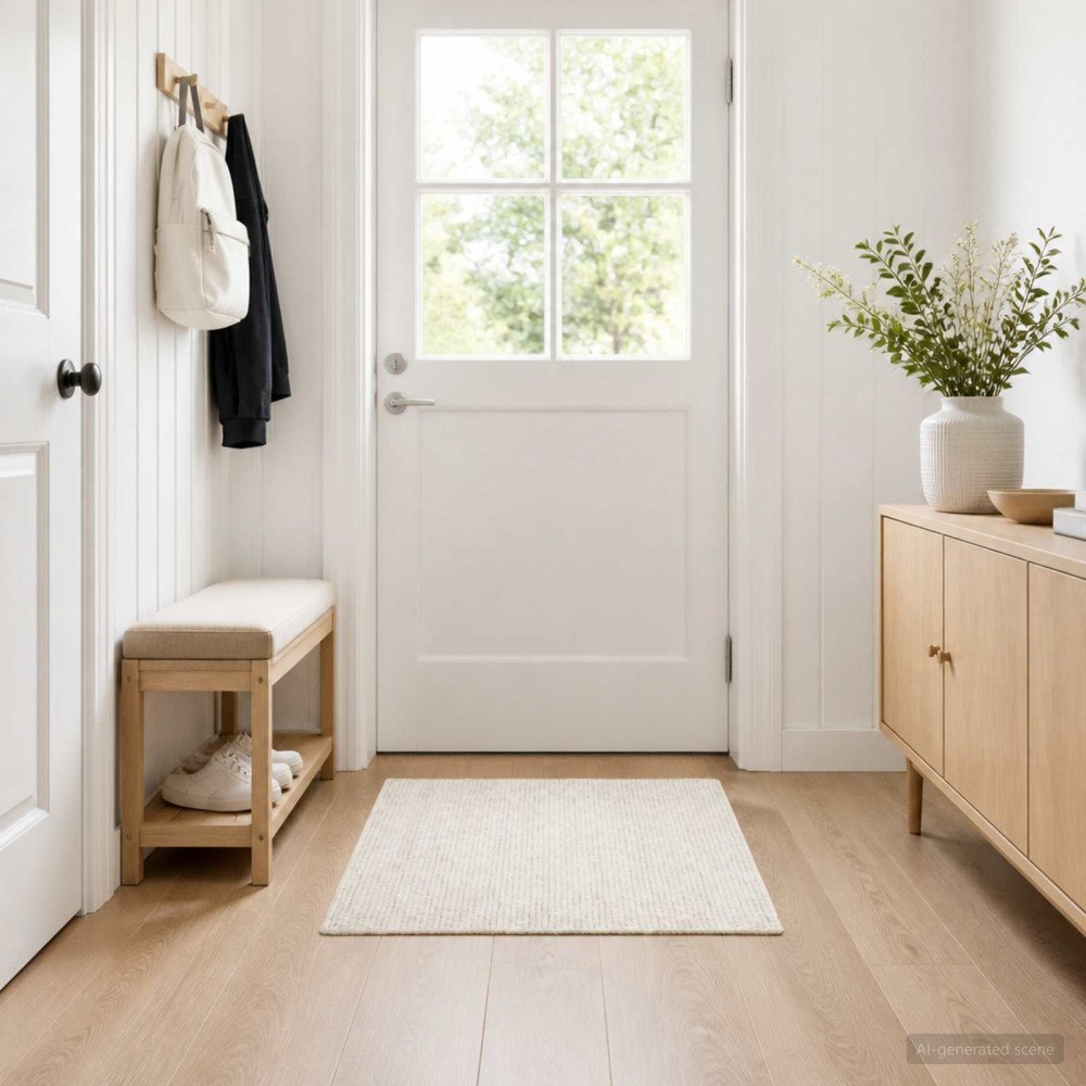 vidaXL Matta Gräddvit 100 x 100 cm 100% Polyester 3 mm Tvättbar