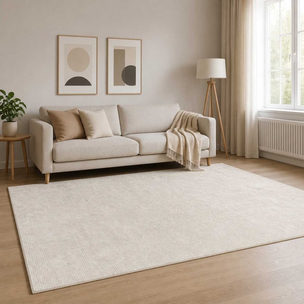 vidaXL Matta Gräddvit 120 x 180 cm 100% Polyester 3 mm Tvättbar