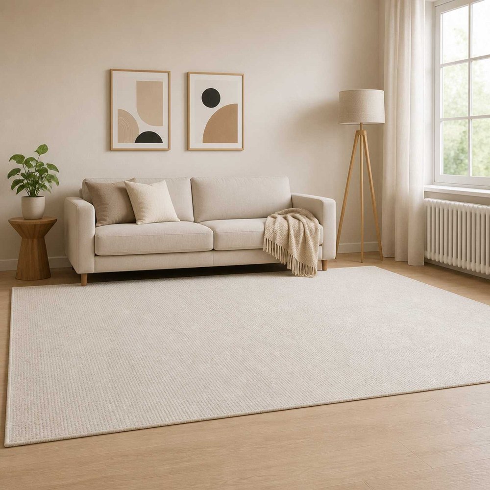 vidaXL Matta Gräddvit 160 x 230 cm 100% Polyester 3 mm Tvättbar
