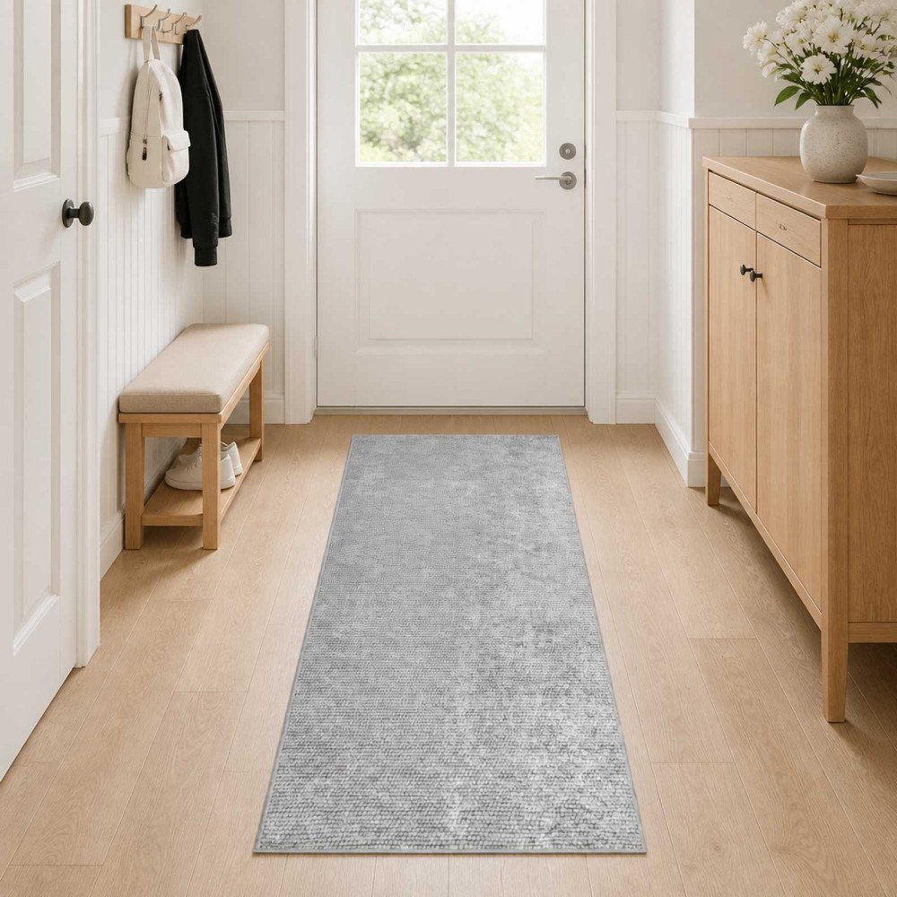 vidaXL Matta Grå 80 x 150 cm 100% Polyester 3 mm Tvättbar