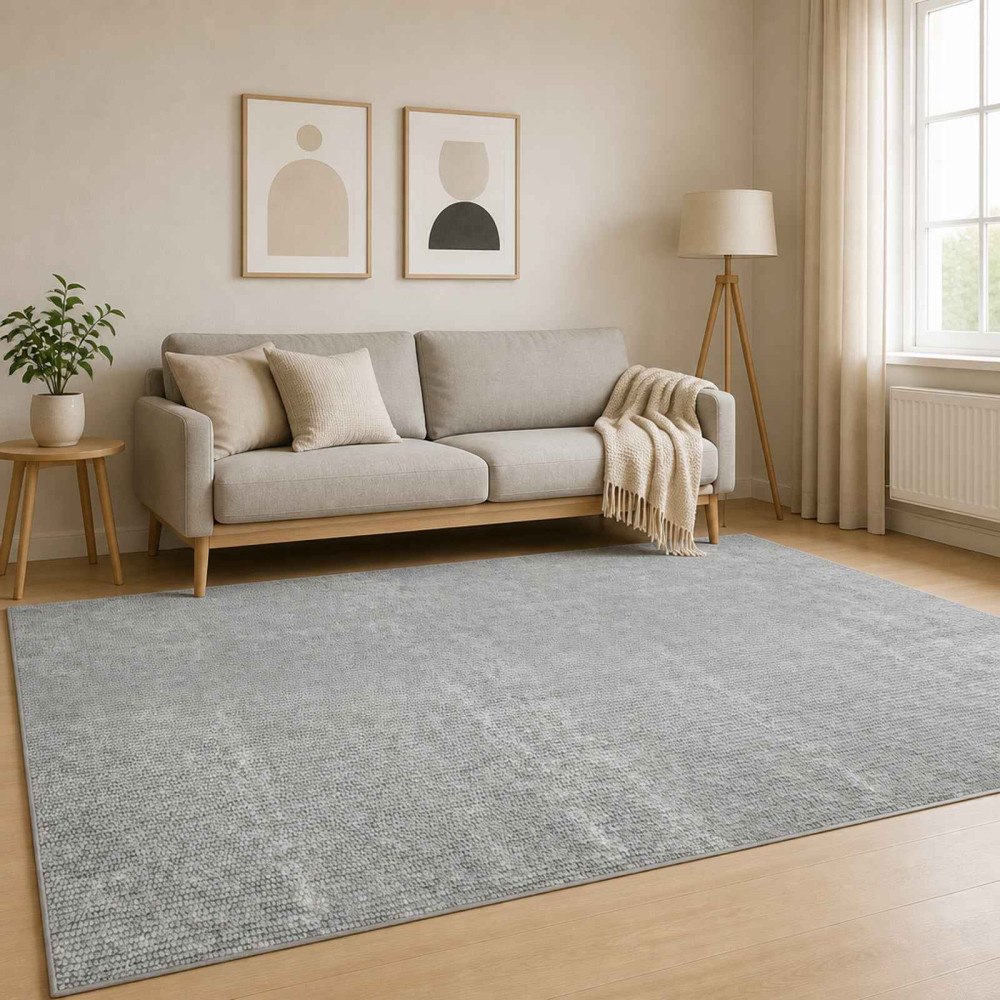 vidaXL Matta Grå 190 x 300 cm 100% Polyester 3 mm Tvättbar