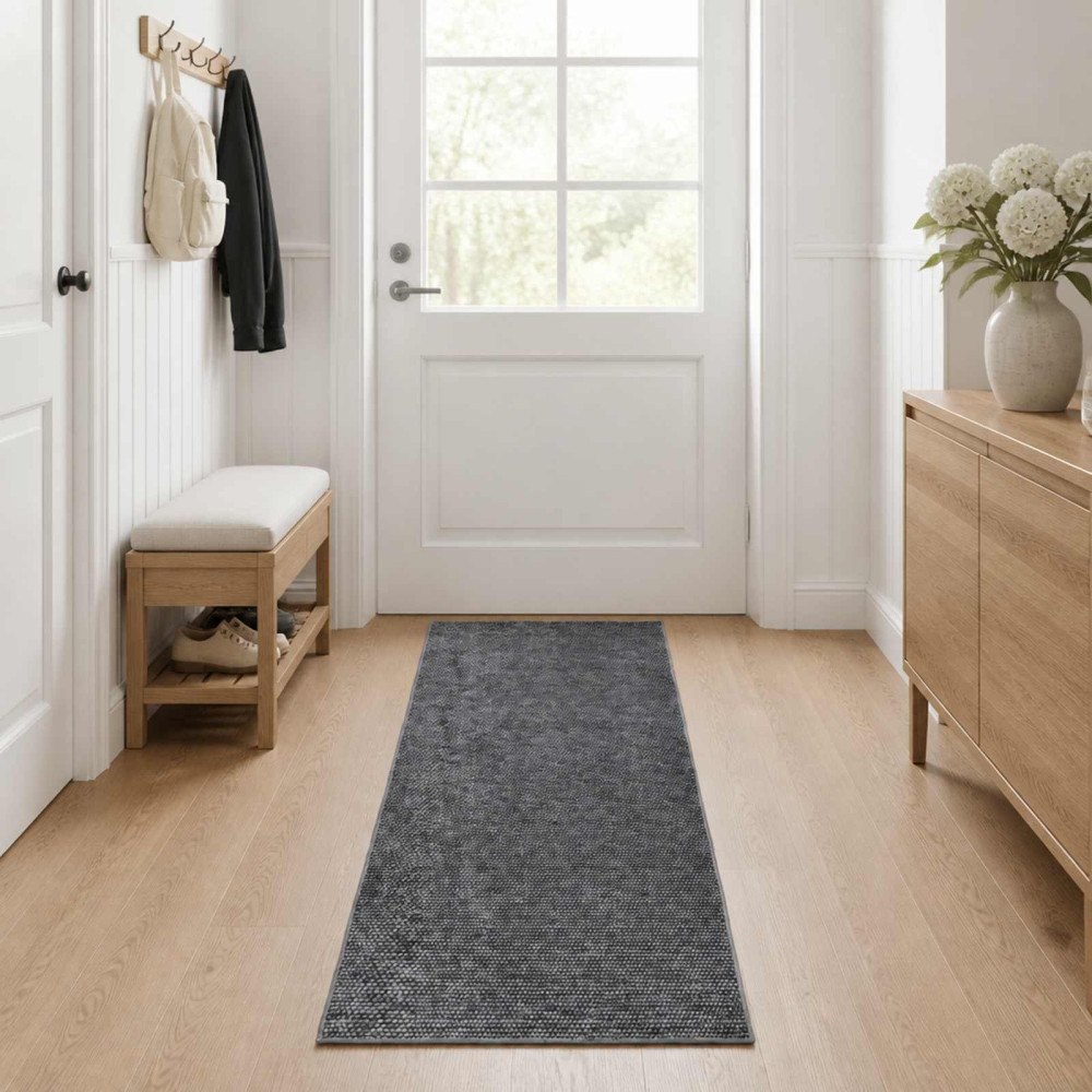 vidaXL Matta Antracit 50 x 150 cm 100% Polyester 3 mm Tvättbar