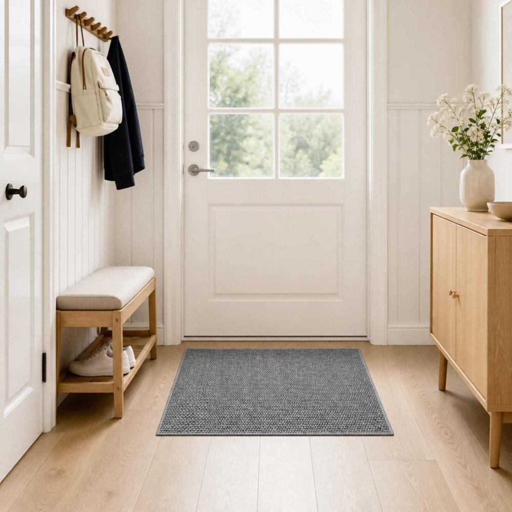 vidaXL Matta Antracit 100 x 100 cm 100% Polyester 3 mm Tvättbar