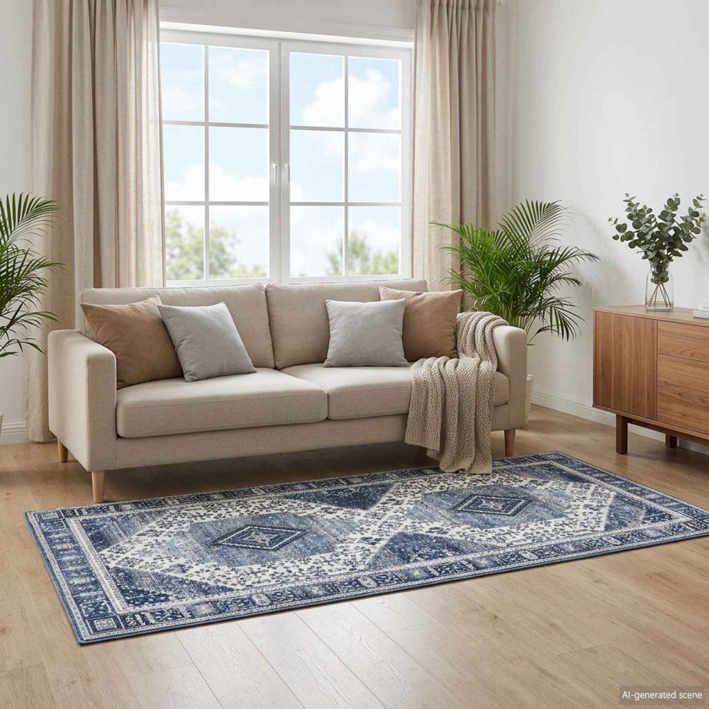 vidaXL Matta ORIZ Mörkblå 80 x 200 cm 100% Polyester