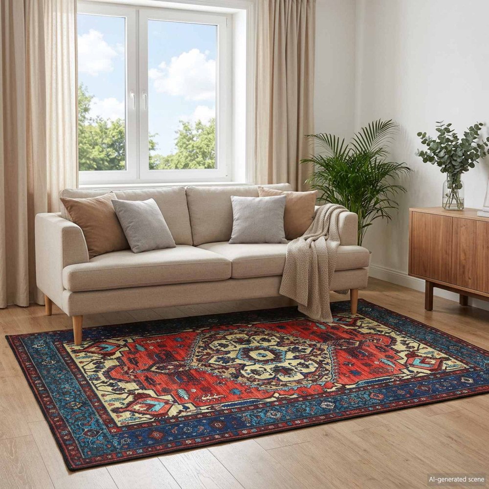 vidaXL Matta ORIZ Röd 200 x 200 cm 100% Polyester