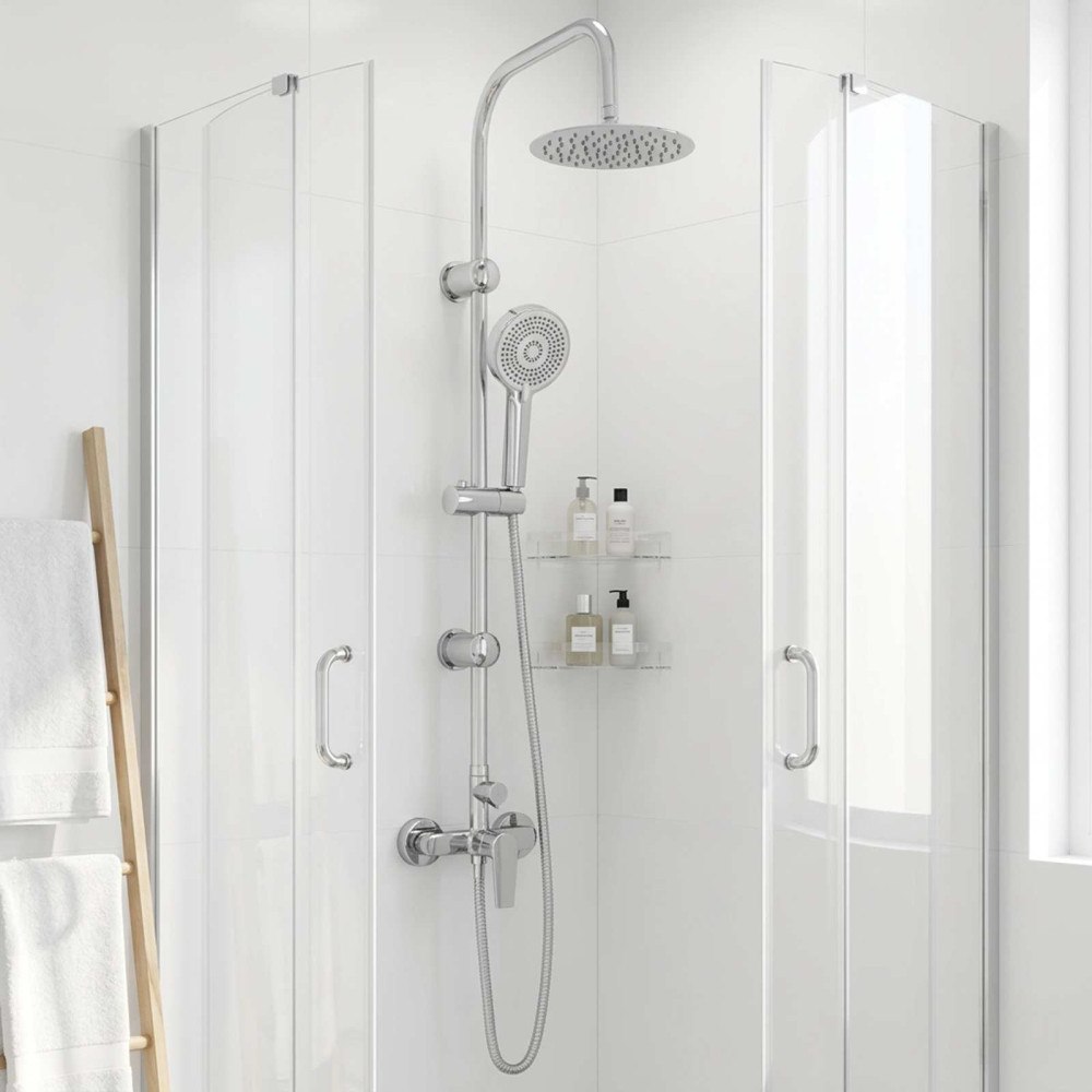 vidaXL Duschsystem Svart Rostfritt stål 21 x 48 x 112 cm