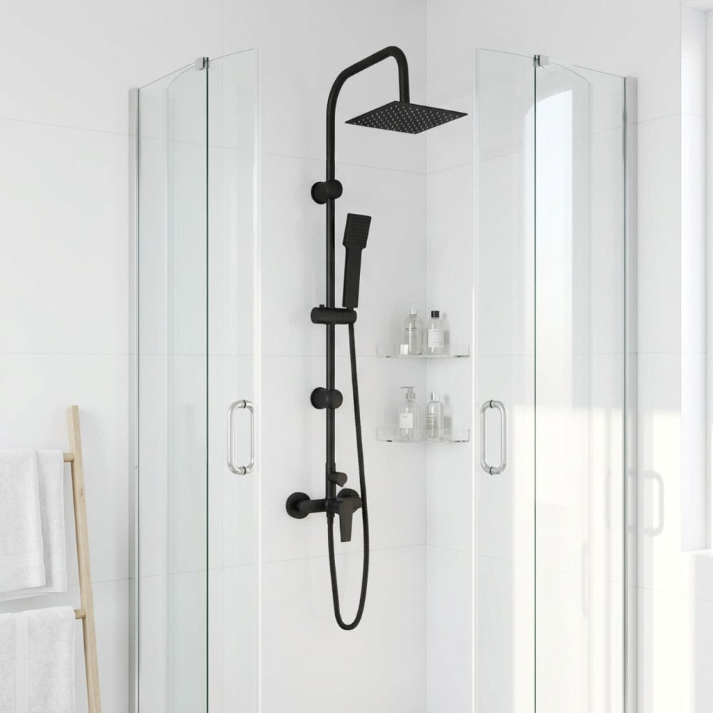 vidaXL Duschsystem Svart Rostfritt stål 21 x 48 x 112 cm
